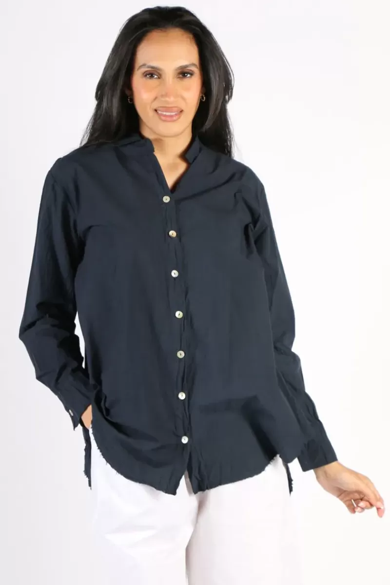 AMICI Crinkle Shirt In Navy