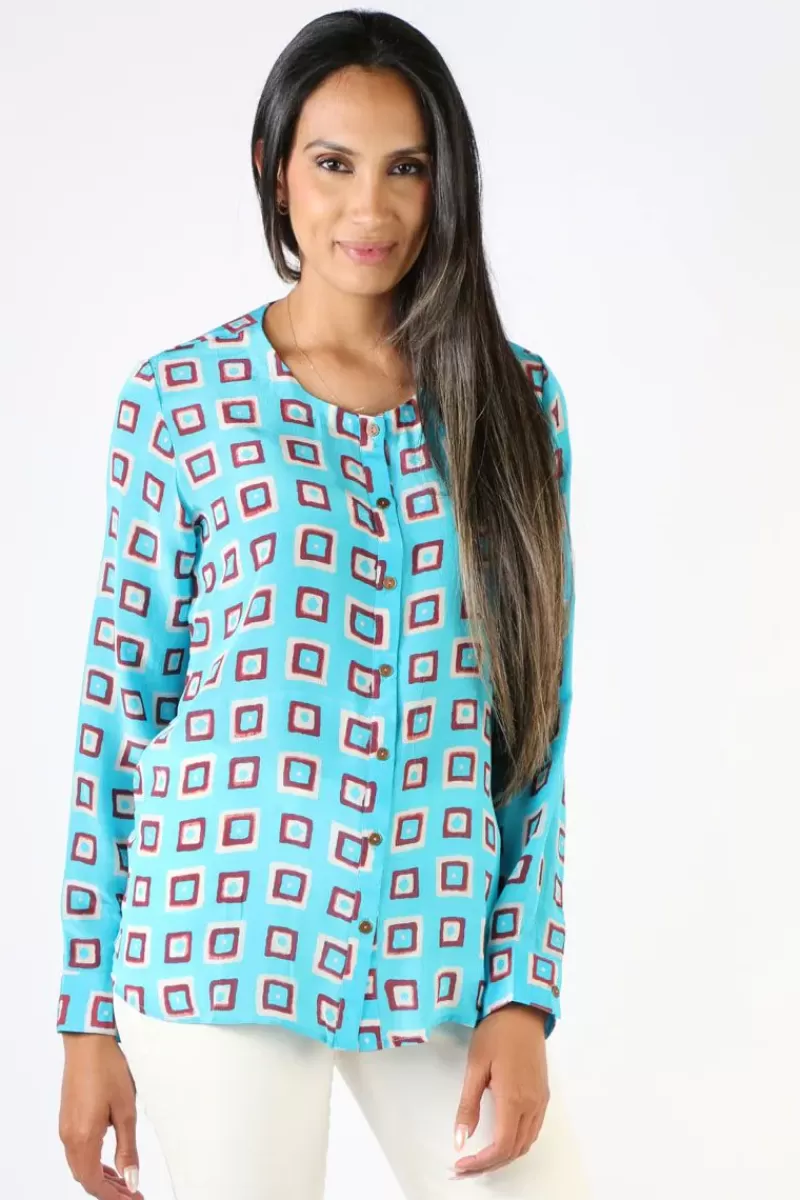 ANUPAMAA Agni Check Shirt In Aqua