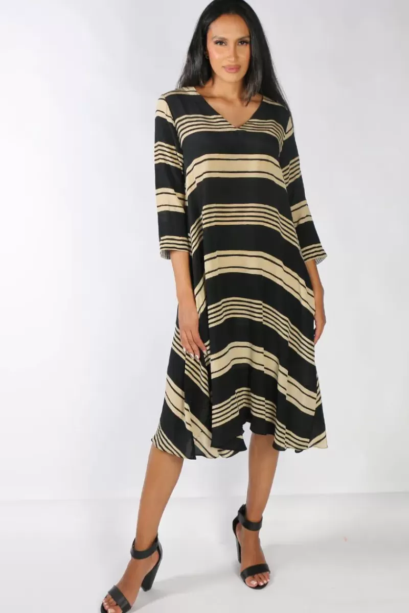 ANUPAMAA Asana Stripe Dress In Black