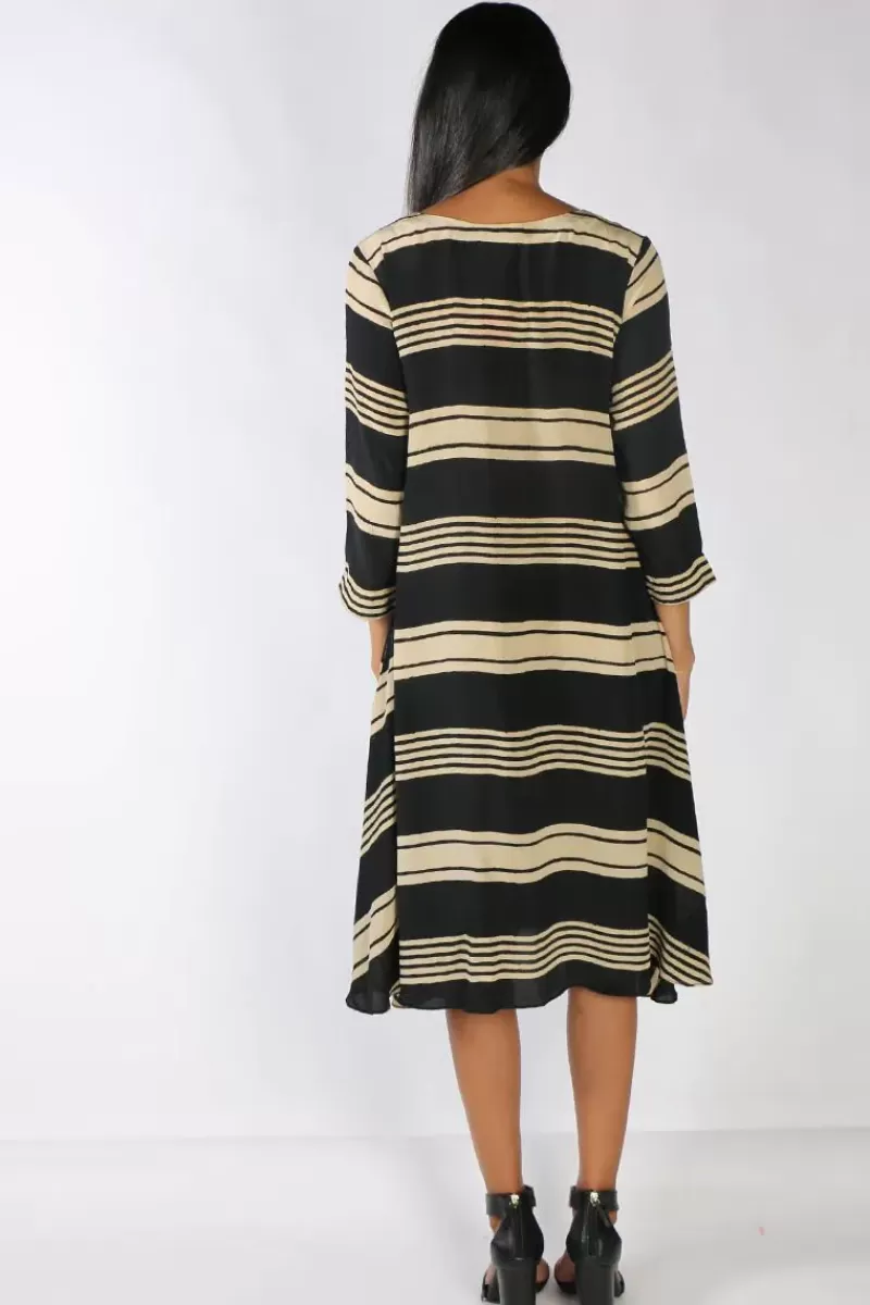 ANUPAMAA Asana Stripe Dress In Black