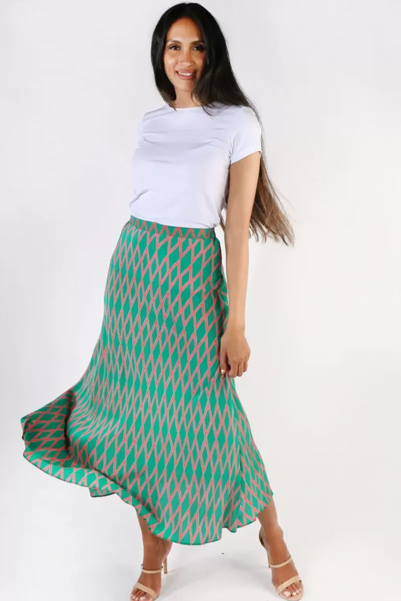 ANUPAMAA Harlequin Bias Skirt In Green