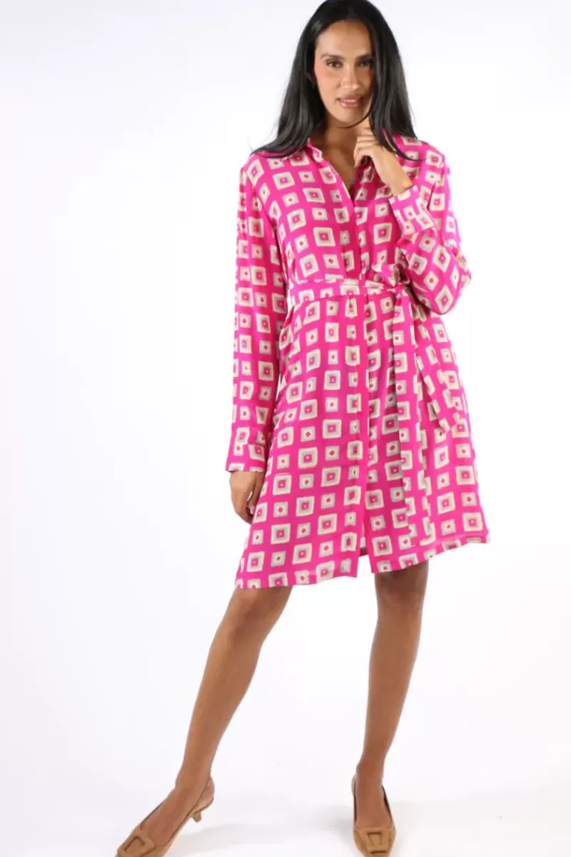 ANUPAMAA Mens Check Shirt Dress In Pink