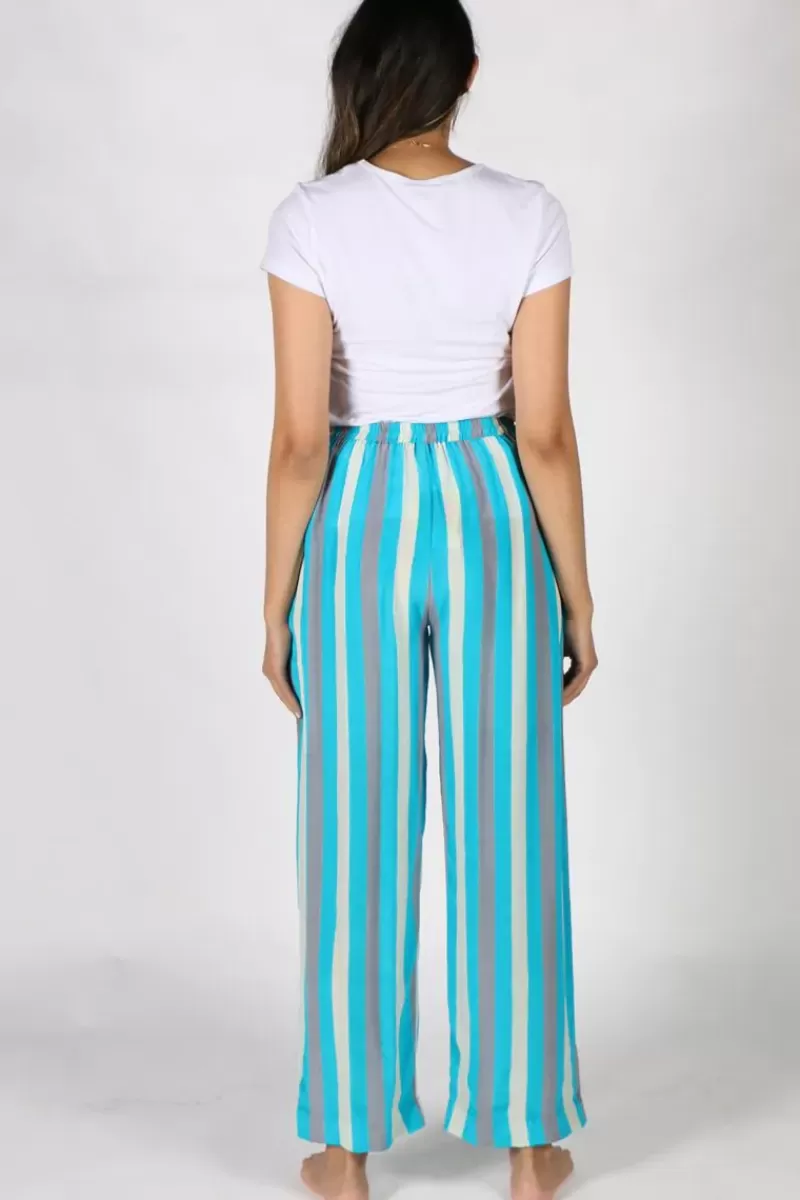 ANUPAMAA Palazzo Stripe Pant In Aqua