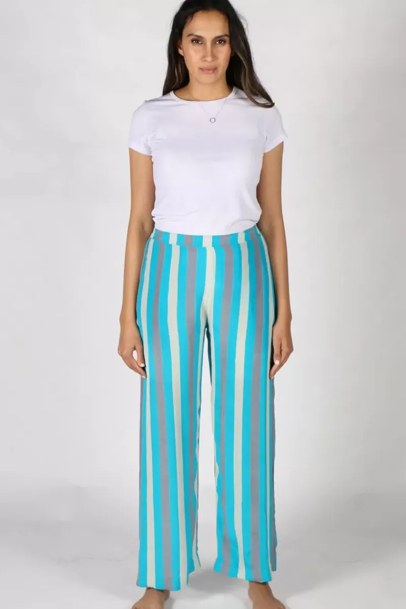 ANUPAMAA Palazzo Stripe Pant In Aqua