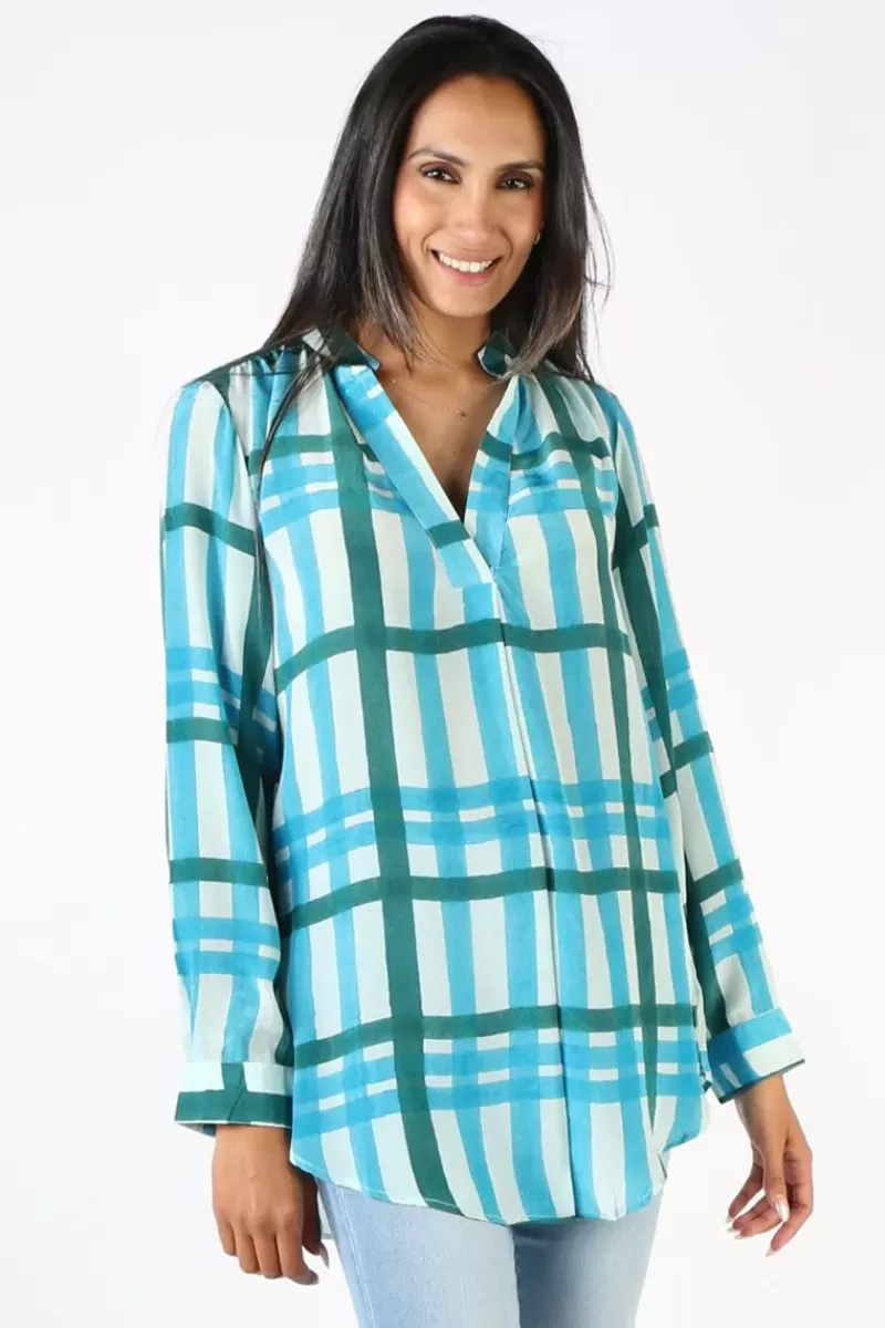 ANUPAMAA Plaid Rome Shirt In Teal