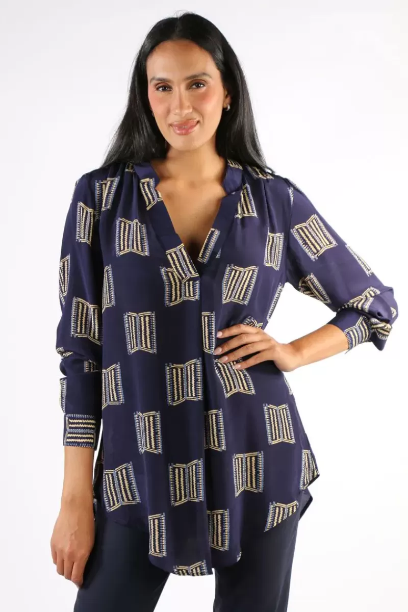 ANUPAMAA Roma Block Shirt In Navy