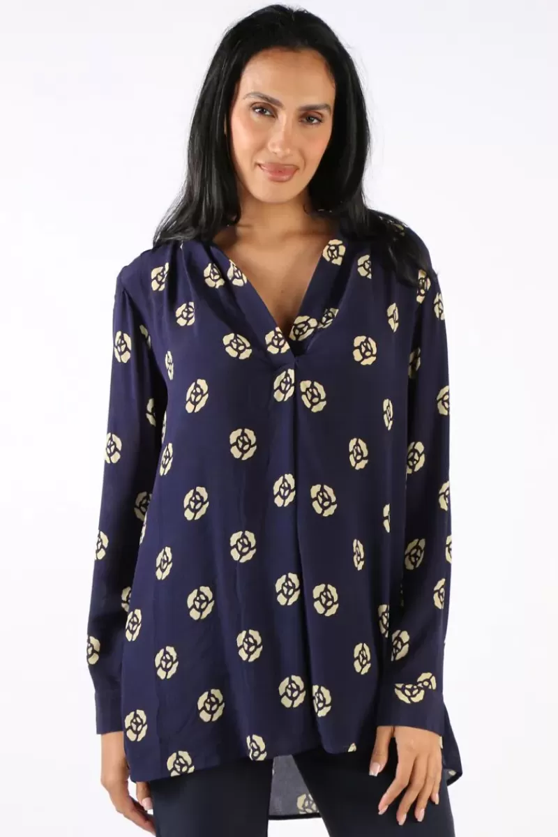 ANUPAMAA Roma Pansy Shirt In Navy