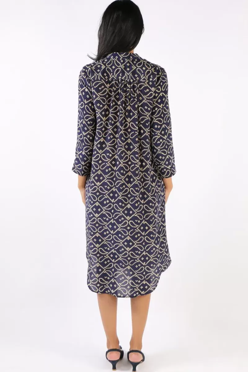 ANUPAMAA Roma Vine Dress In Navy