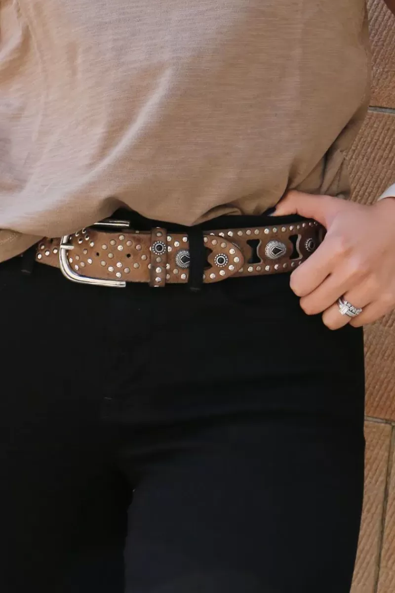 B.BELT B Belt Studded Toni Belt In Taupe