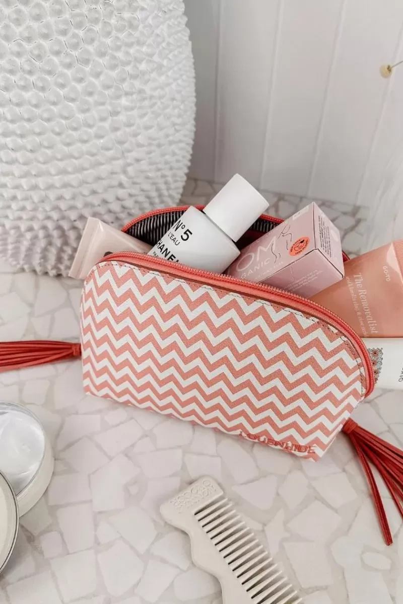 LOUENHIDE Baby Audrey Chevron Make Up Bag In Peach