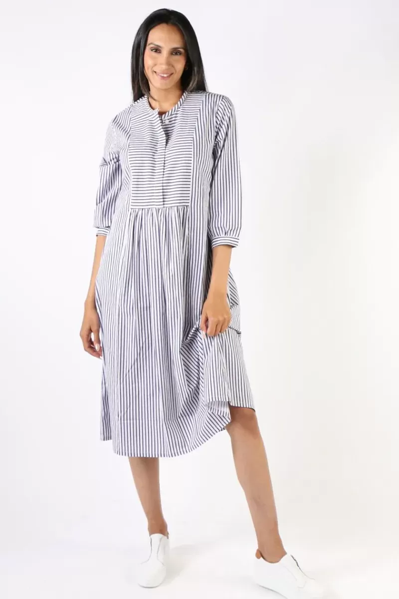 BAGRUU Brunei Single Stripe Dress In Navy