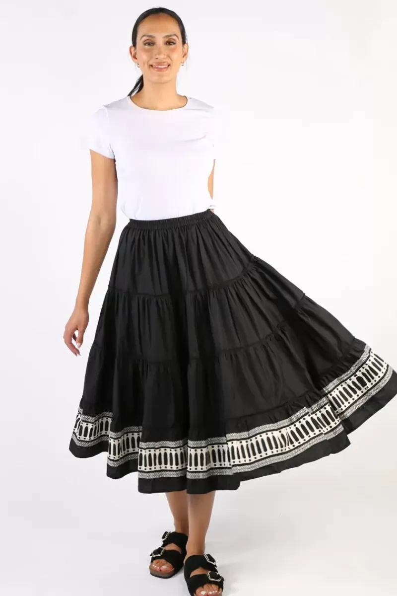 BAGRUU Diwali Border Print Skirt In Black