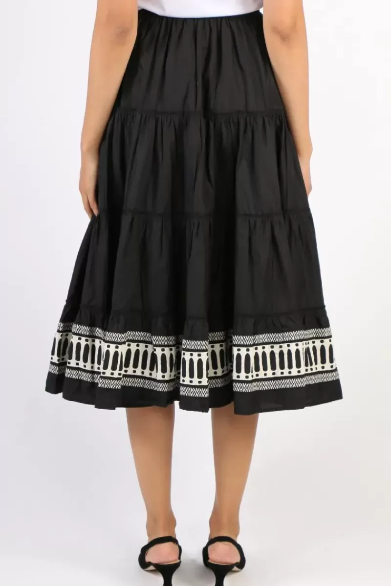 BAGRUU Diwali Border Print Skirt In Black