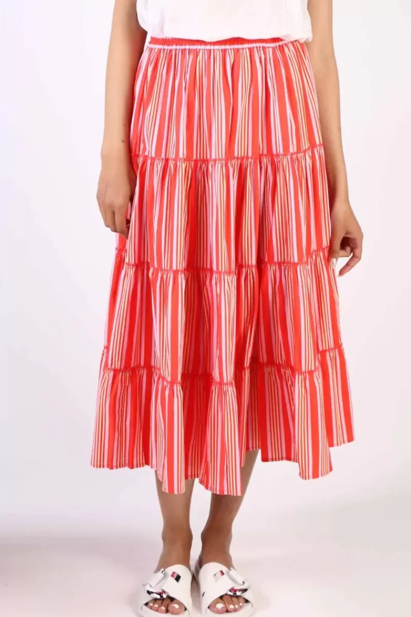 BAGRUU Diwali Candy Stripe Skirt In Red