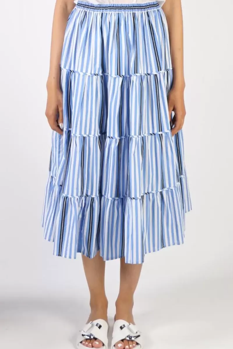 BAGRUU Diwali Surf Stripe Skirt In Blue