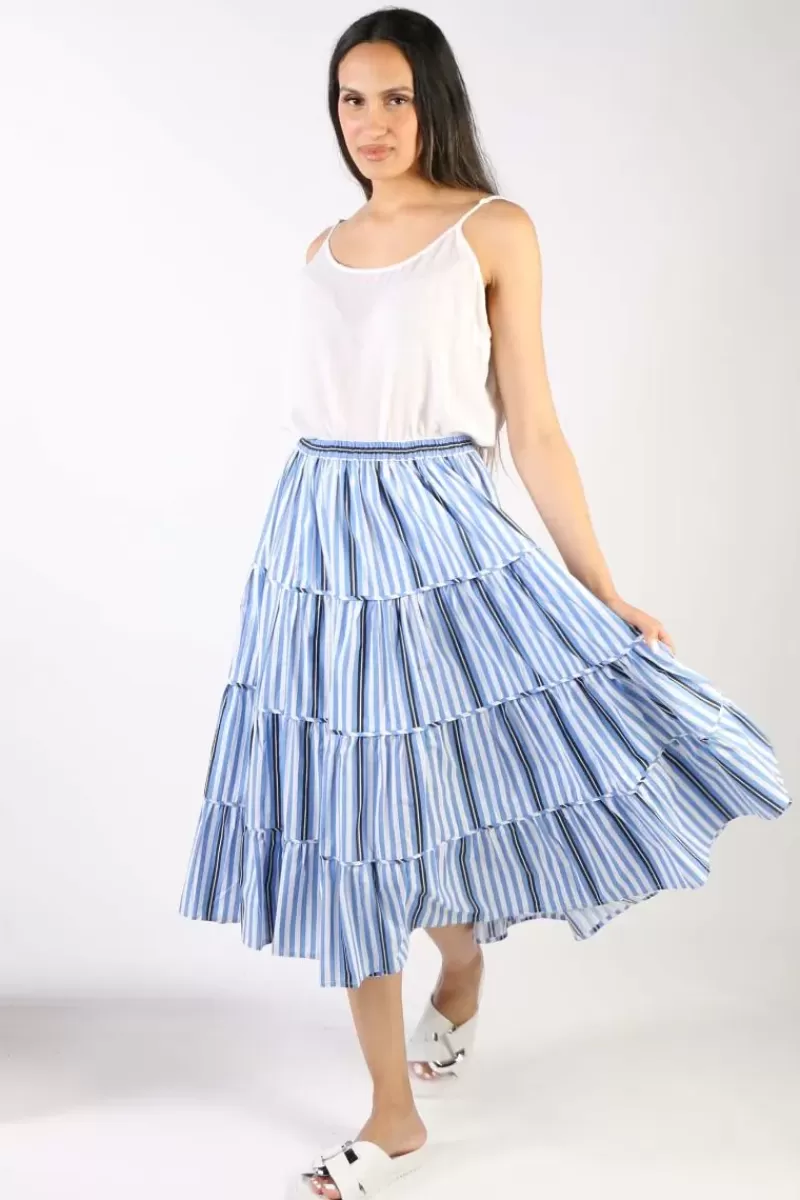 BAGRUU Diwali Surf Stripe Skirt In Blue