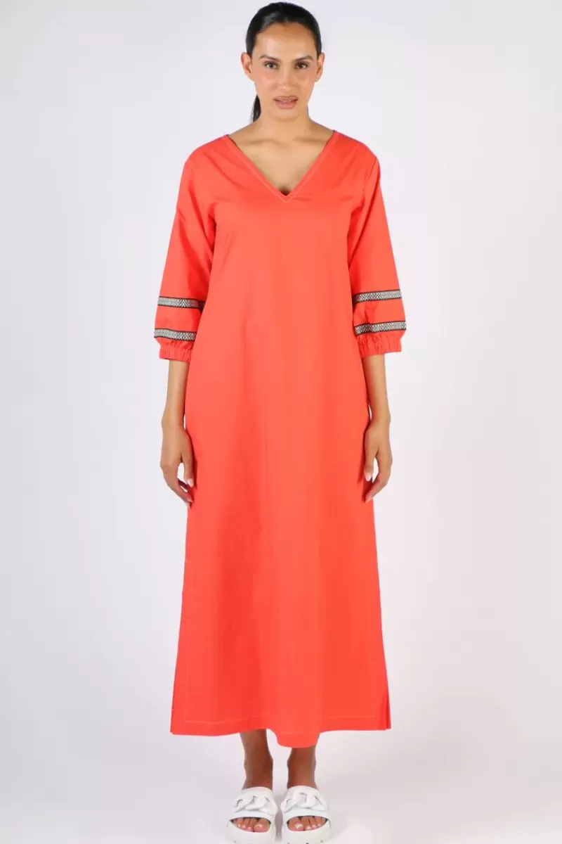 BAGRUU Elena Twill Dress In Poppy