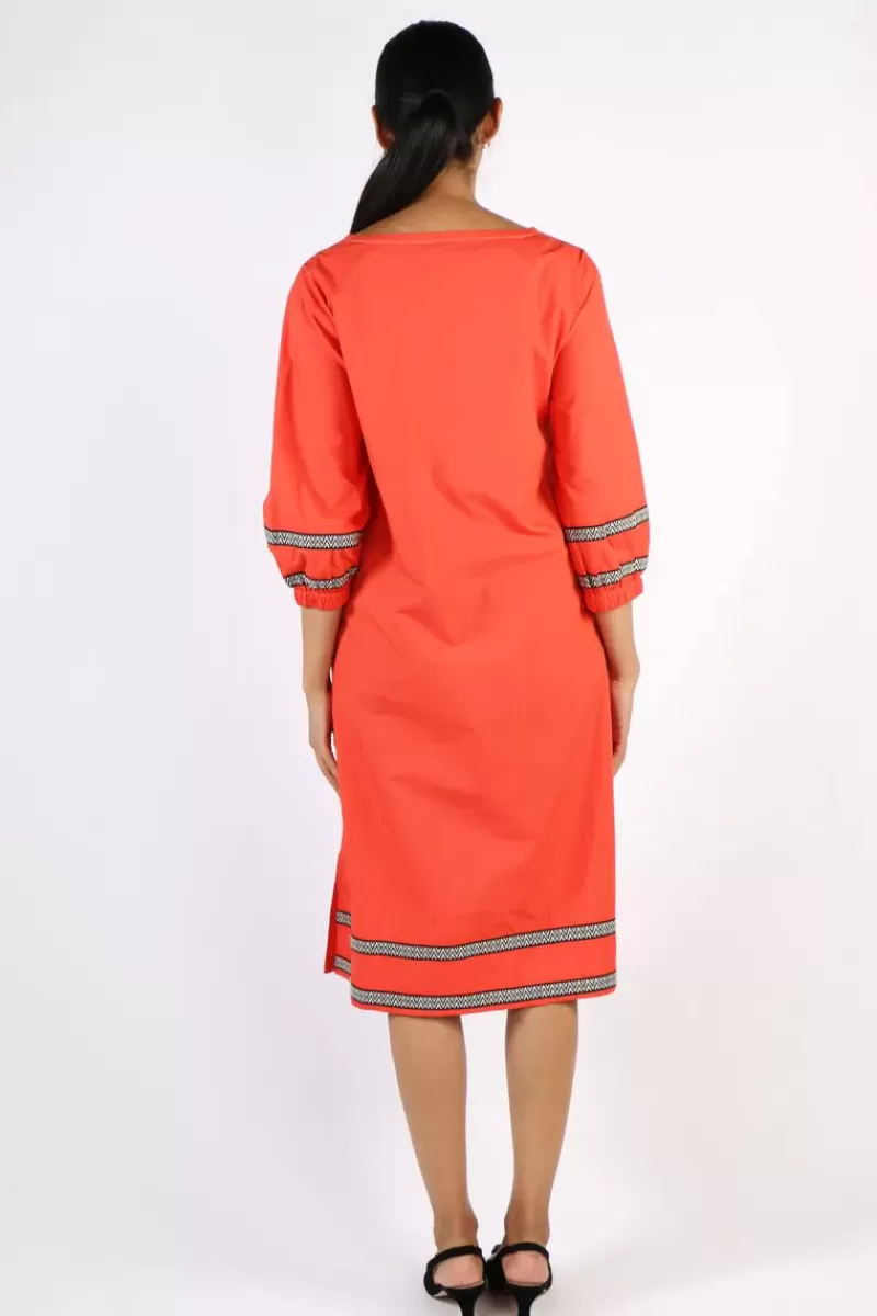 BAGRUU Elena Twill Short Dress In Poppy