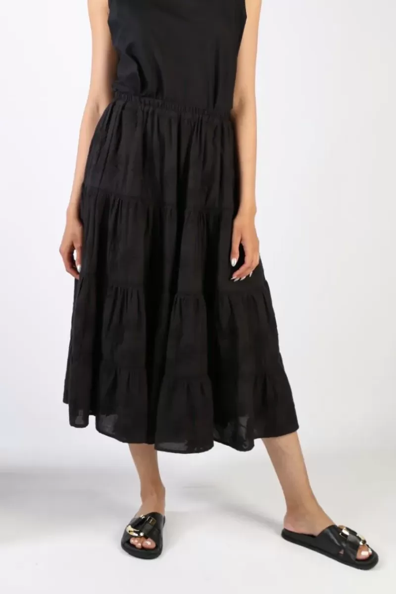 BAGRUU Embroidered Cotton Skirt In Black