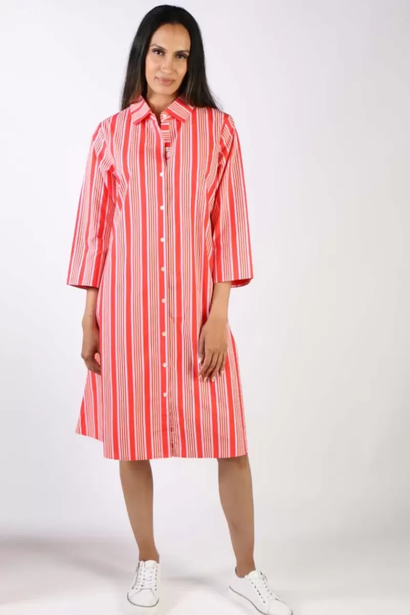 BAGRUU Harvey Candy Stripe Dress In Red