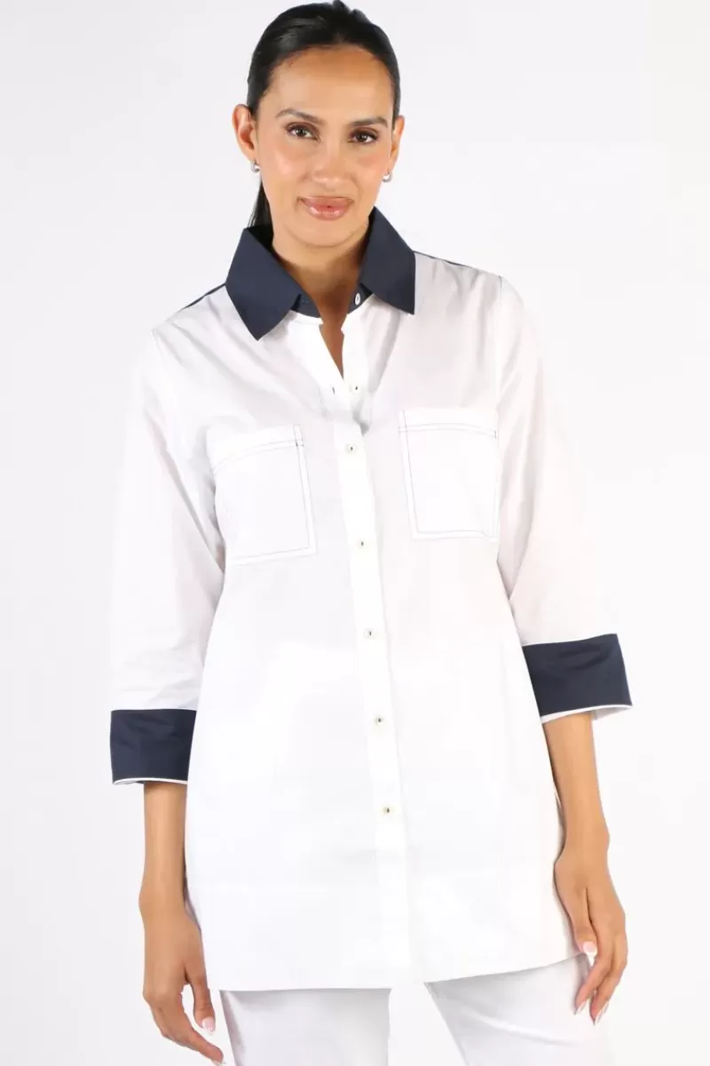 BAGRUU Harvey CB Shirt In White And Navy