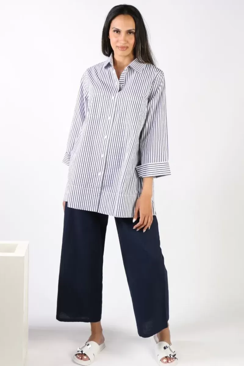 BAGRUU Harvey Single Stripe Shirt In Navy