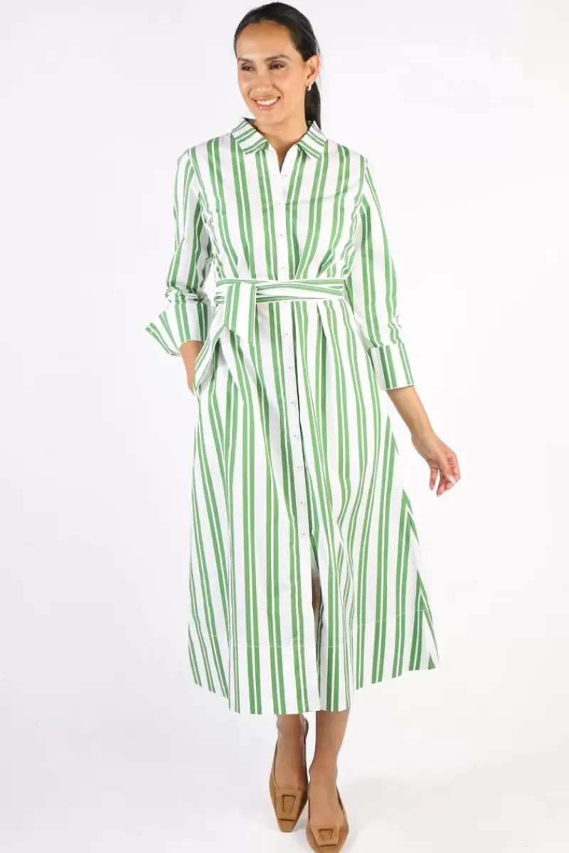 BAGRUU Mala Stripe Dress In Apple