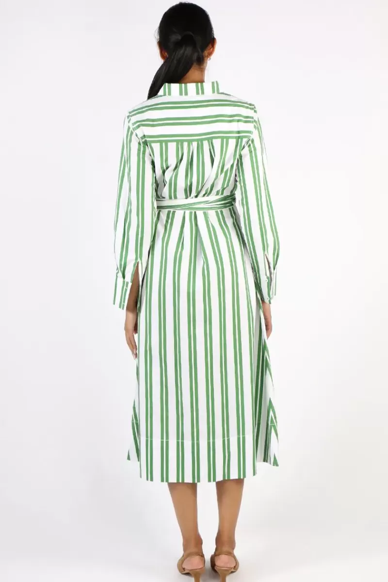 BAGRUU Mala Stripe Dress In Apple