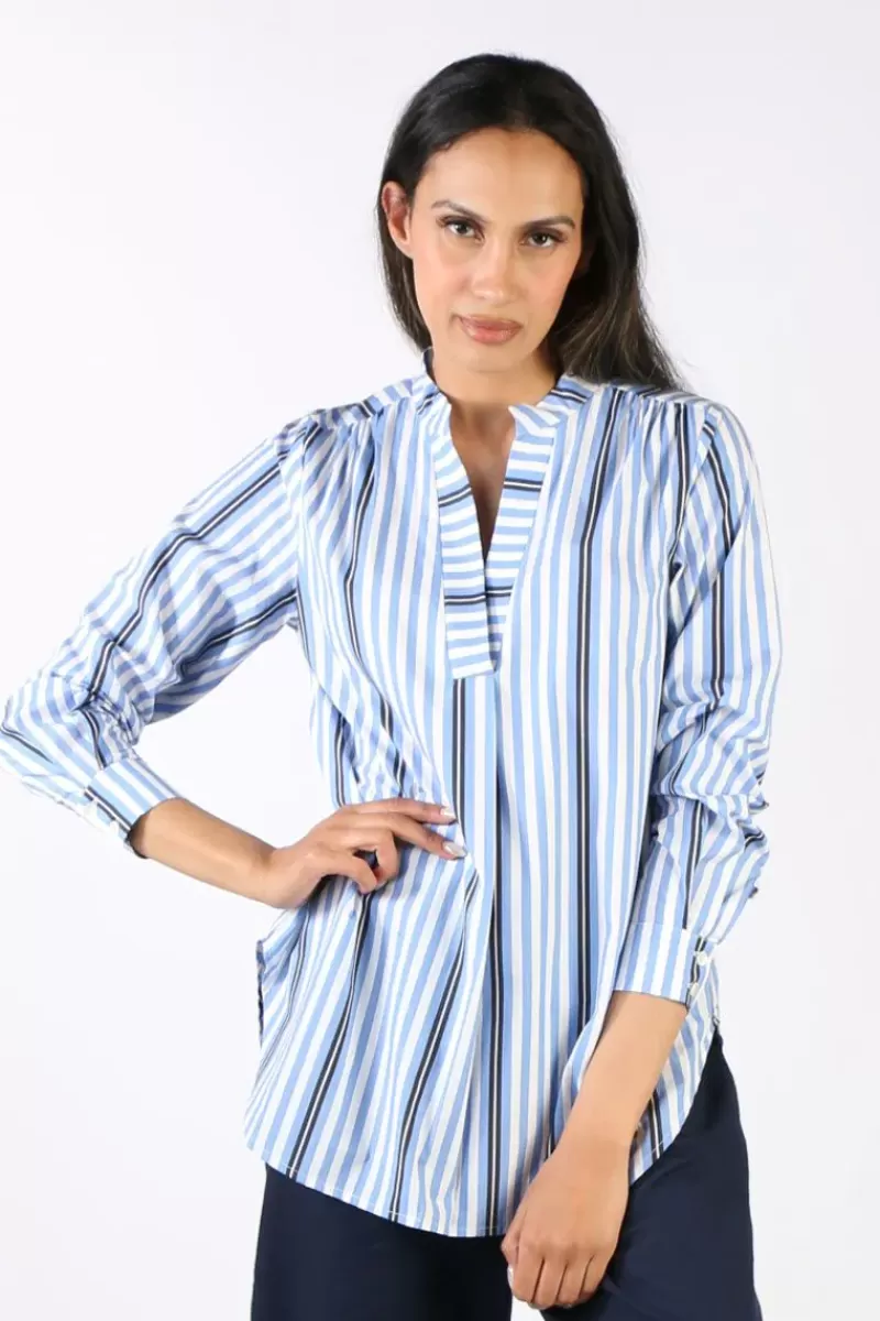 BAGRUU Olive Surf Stripe Shirt In Blue