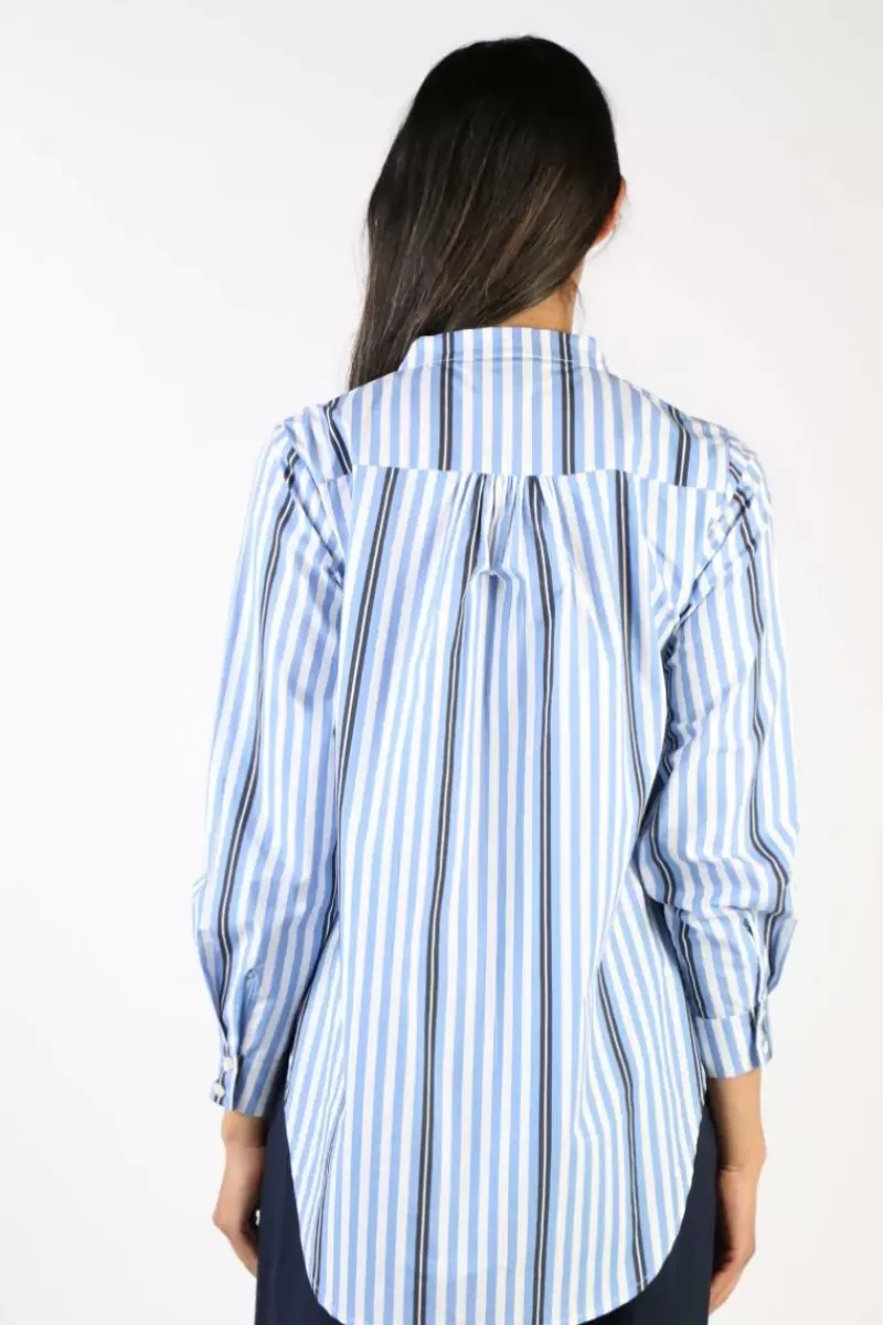 BAGRUU Olive Surf Stripe Shirt In Blue