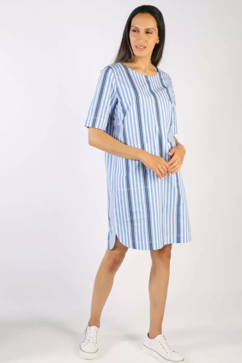 BAGRUU Pati Surf Stripe Dress In Blue