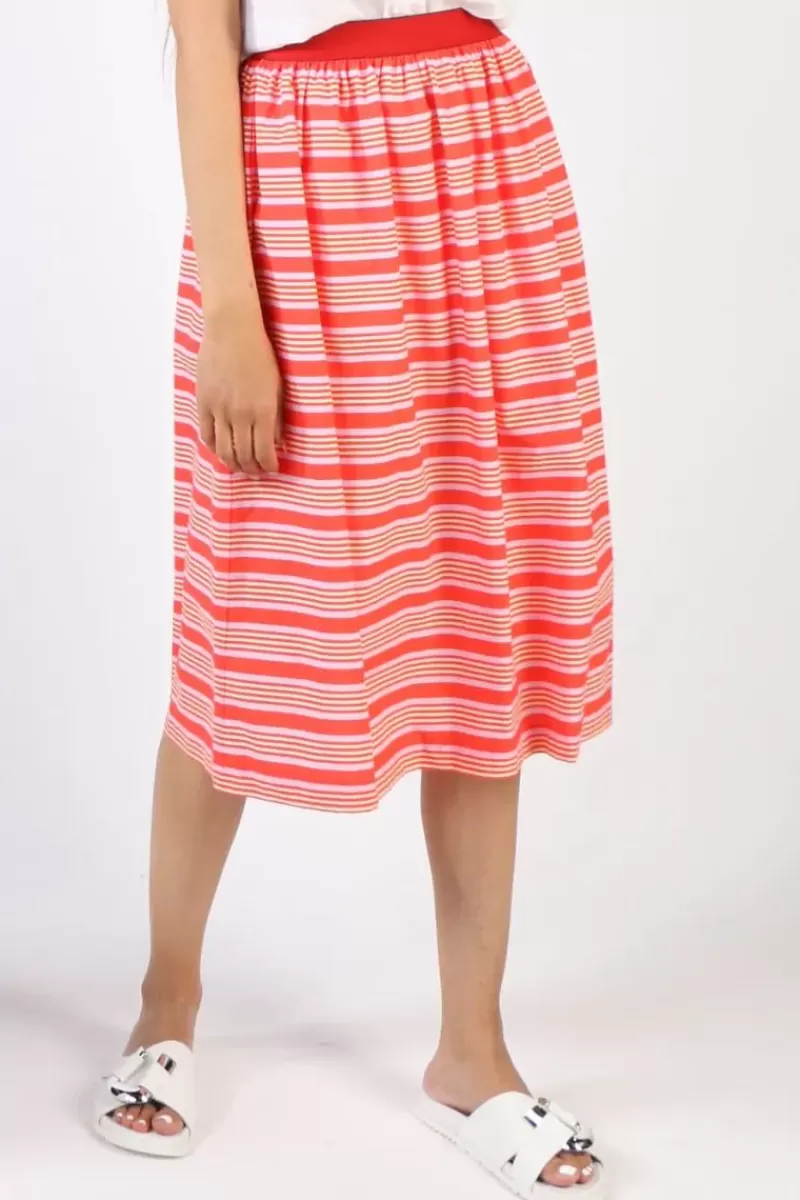 BAGRUU Saki Candy Stripe Skirt In Red