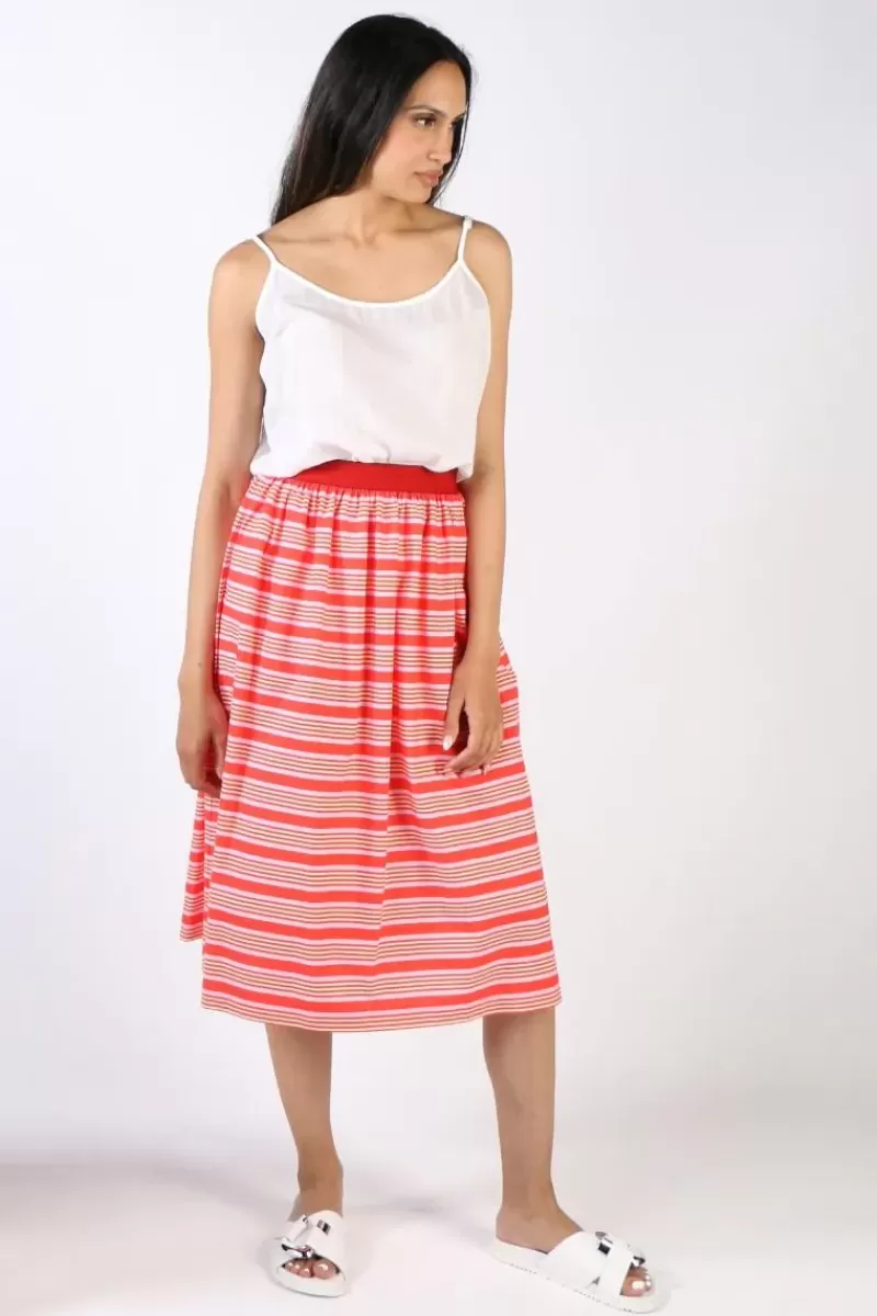 BAGRUU Saki Candy Stripe Skirt In Red