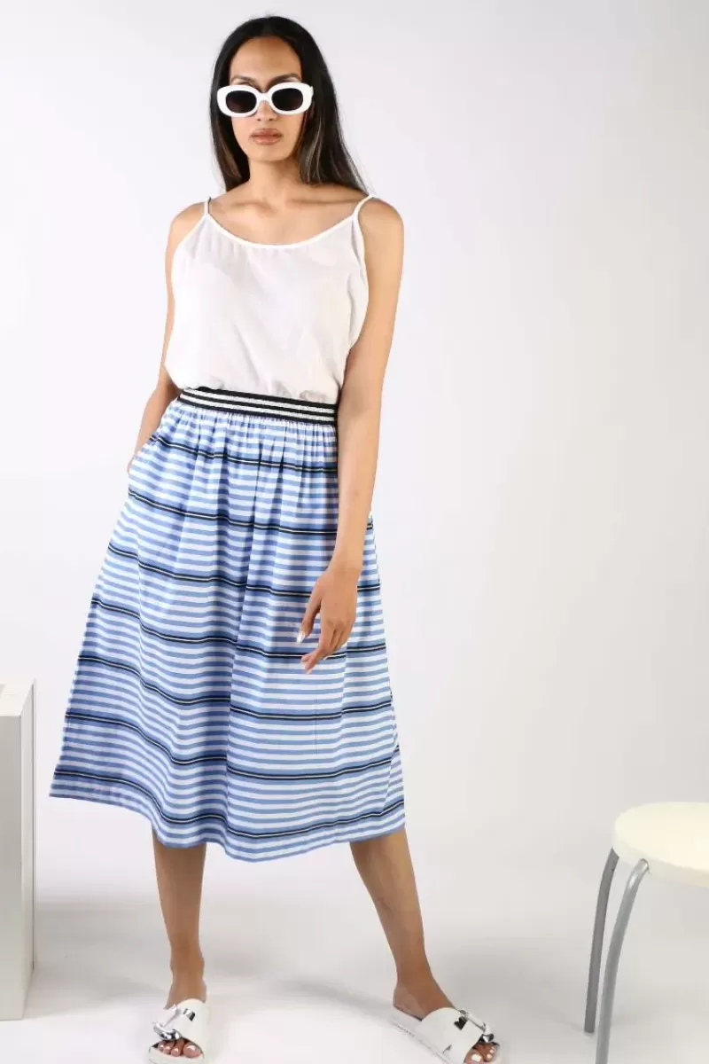 BAGRUU Saki Surf Stripe Skirt In Blue