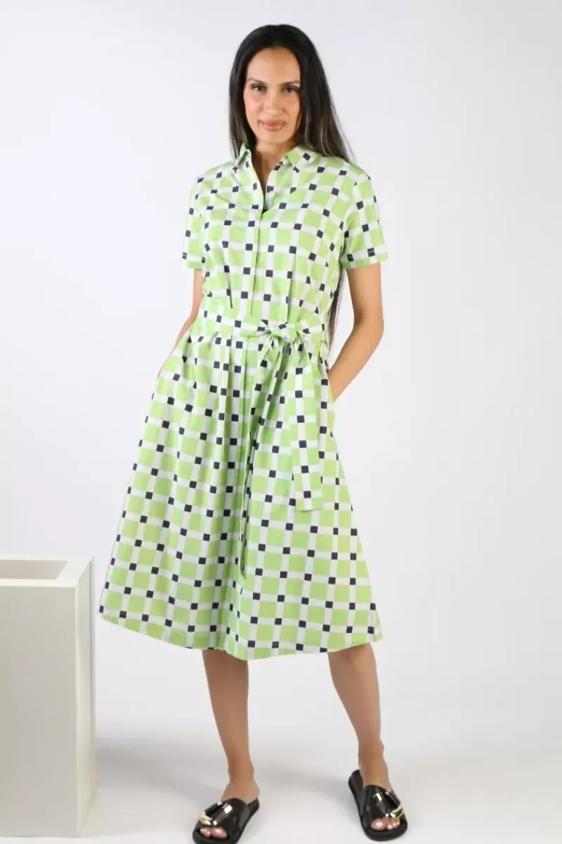 BAGRUU Sara Check Dress In Lime