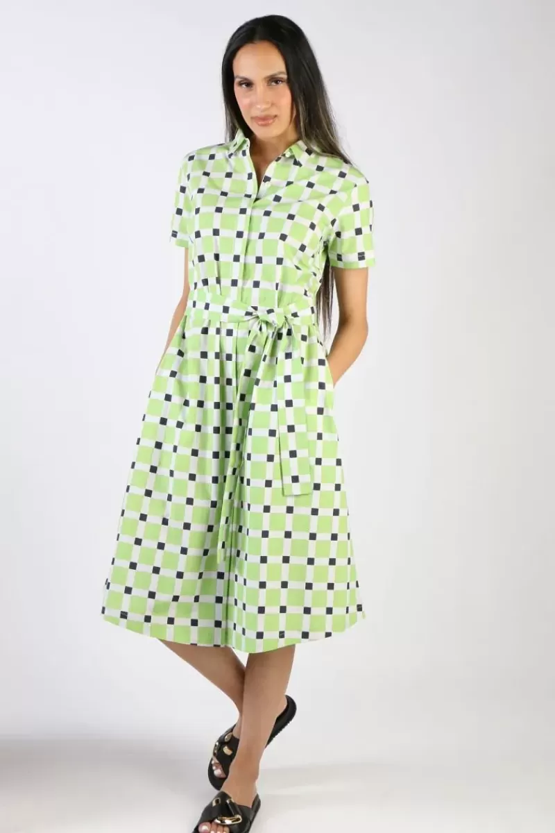 BAGRUU Sara Check Dress In Lime