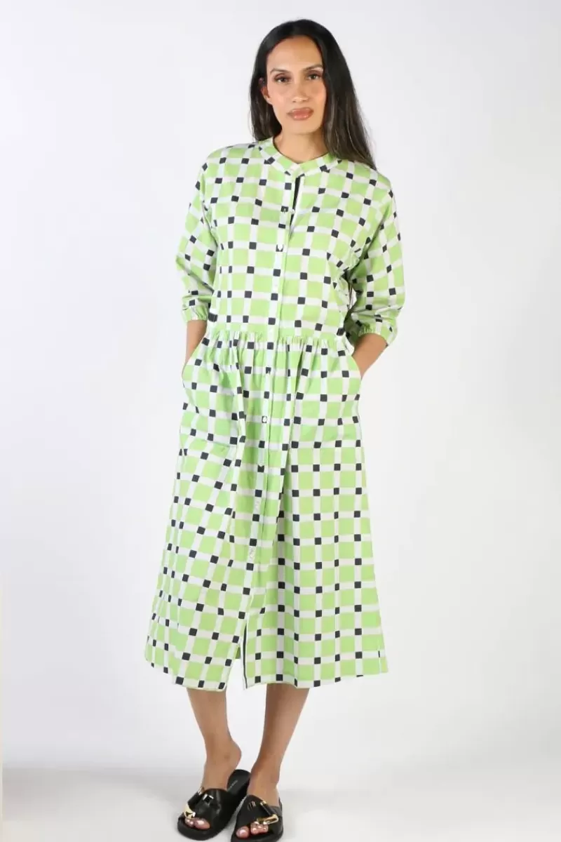 BAGRUU Songkee Check Dress In Lime