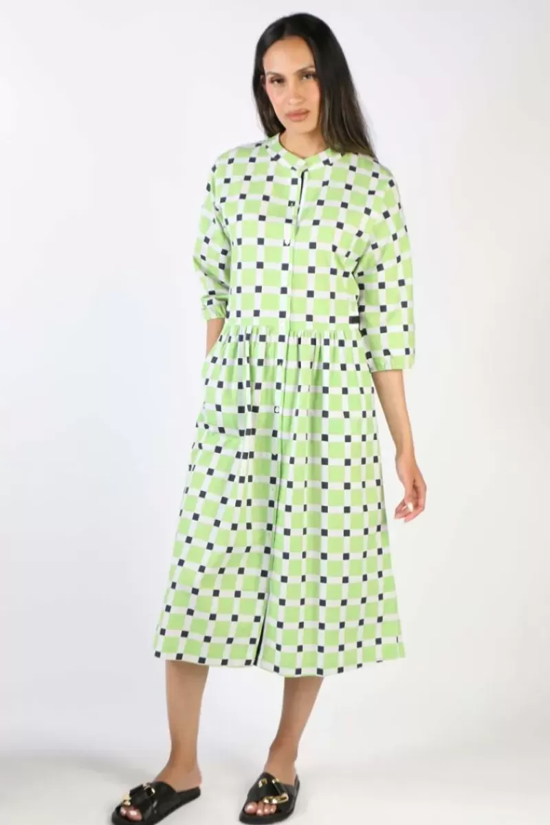 BAGRUU Songkee Check Dress In Lime