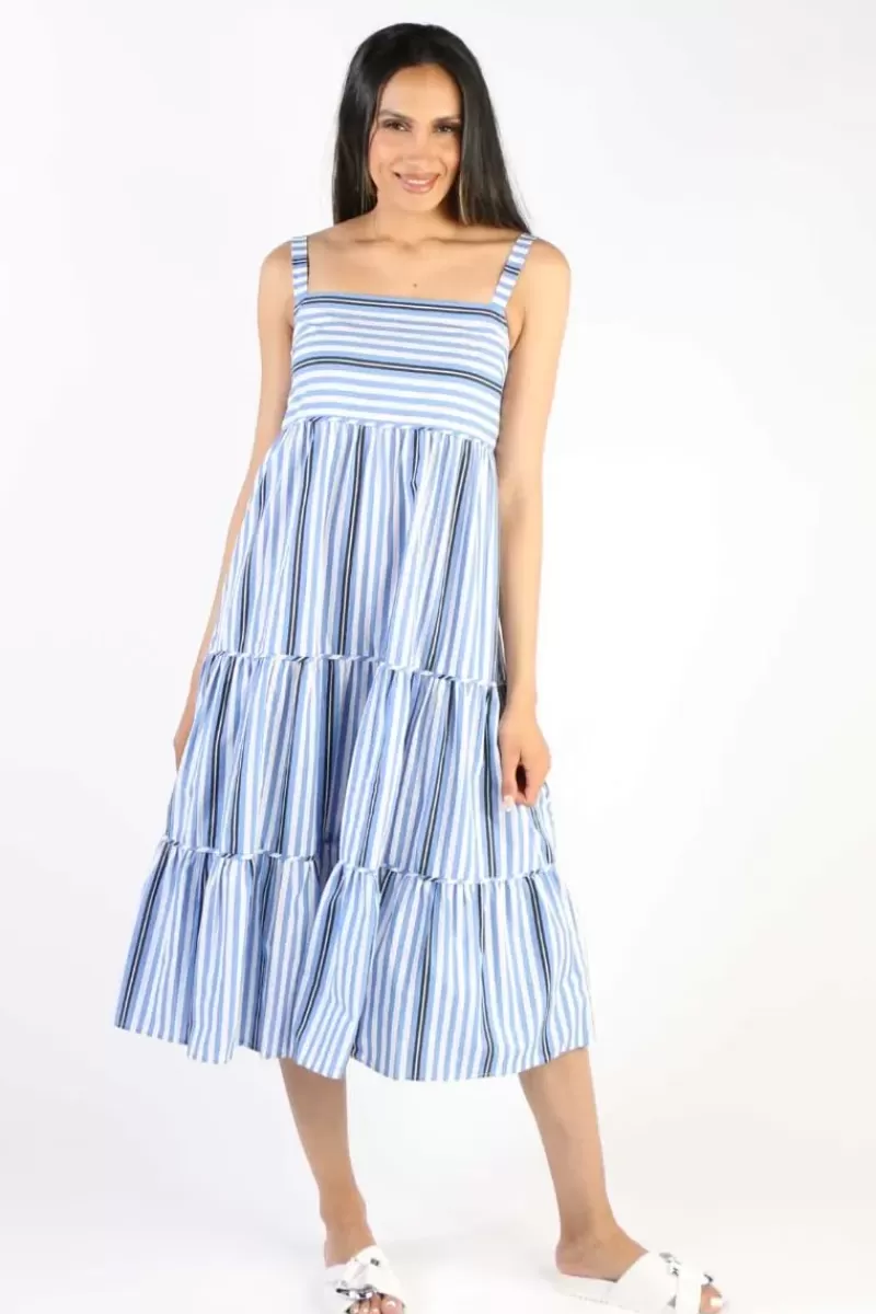 BAGRUU Talika Surf Stripe Dress In Blue