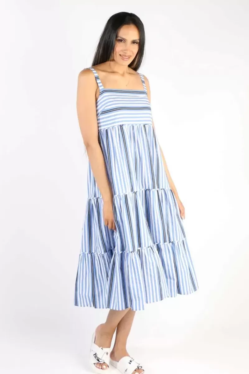 BAGRUU Talika Surf Stripe Dress In Blue