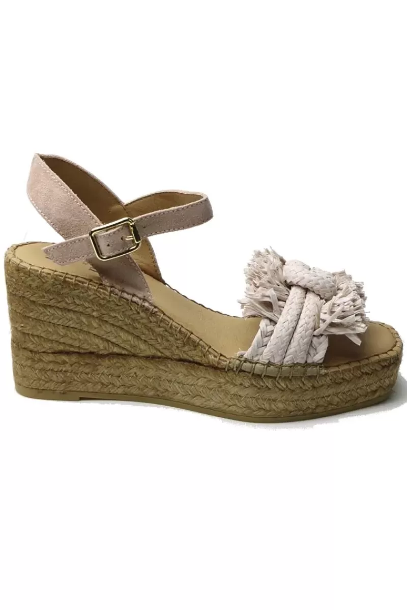 VIDORRETA Banda Knot Raffia Sandal By In Nude