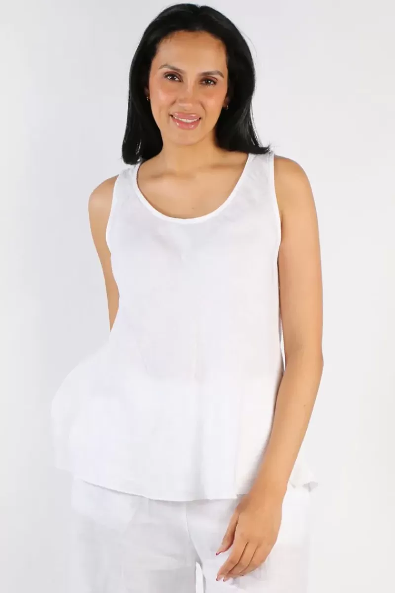 BLUEBERRY Bias Singlet Top In White