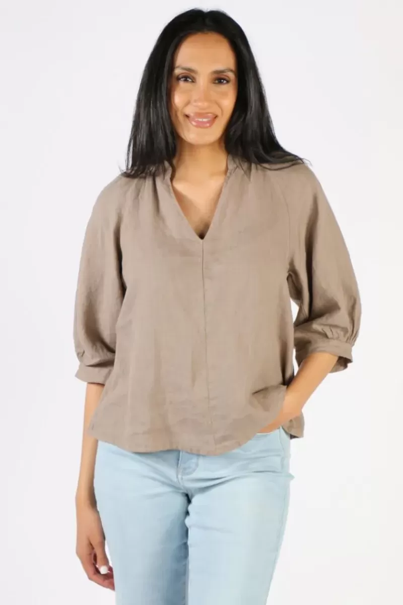 BLUEBERRY Bishop Sleeve Top In Fango