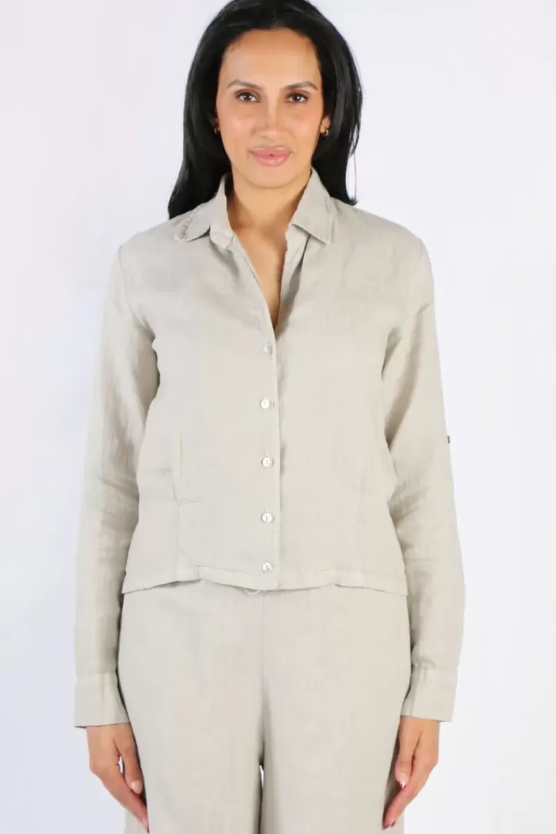 BLUEBERRY Cropped Classic Shirt In Beige