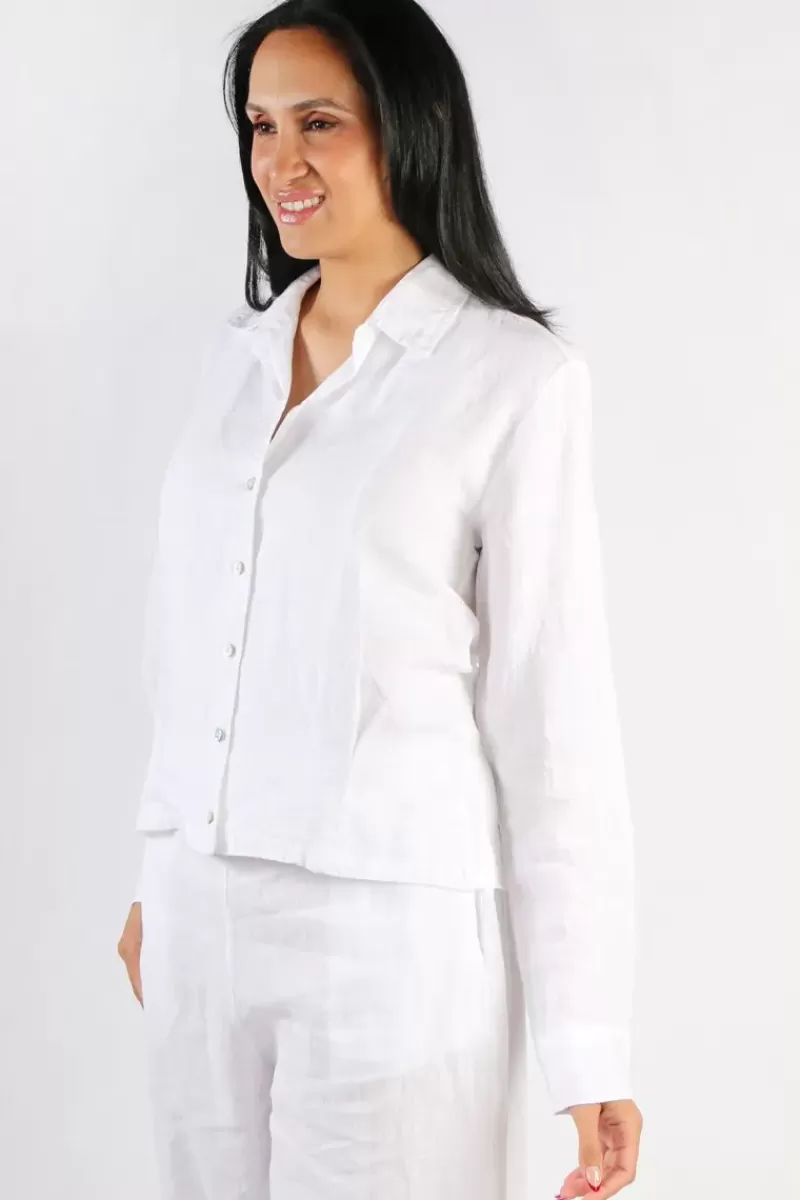 BLUEBERRY Cropped Classic Shirt In White