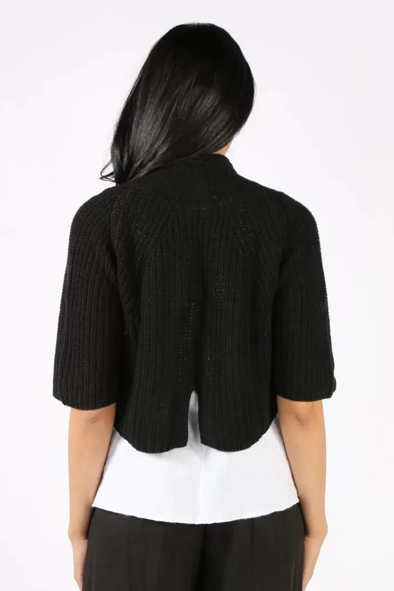 BLUEBERRY Fishermans Knit Cardigan In Black