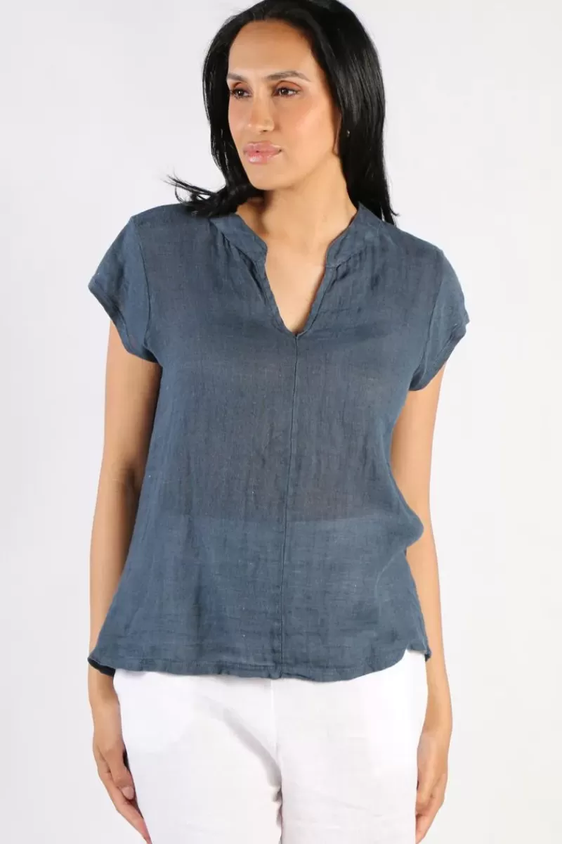 BLUEBERRY Henley Top In Navy