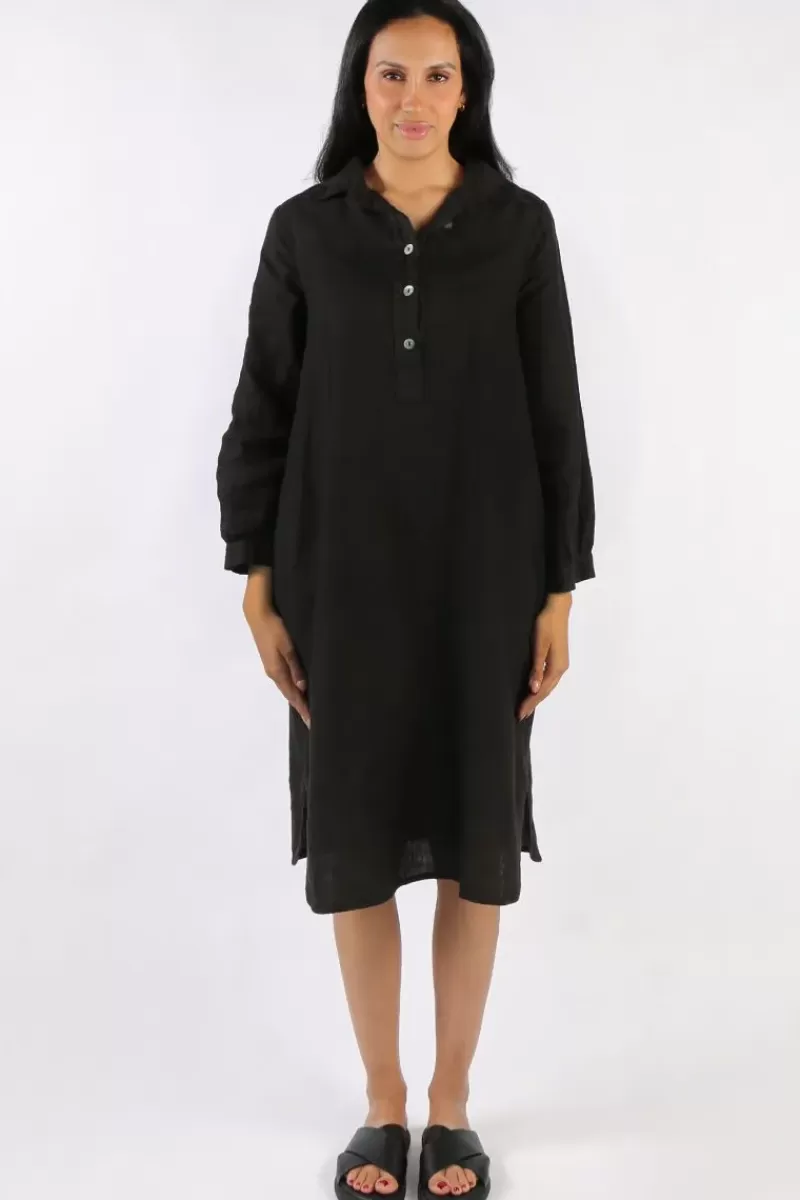 BLUEBERRY Maria Pia Shirt Dress In Black