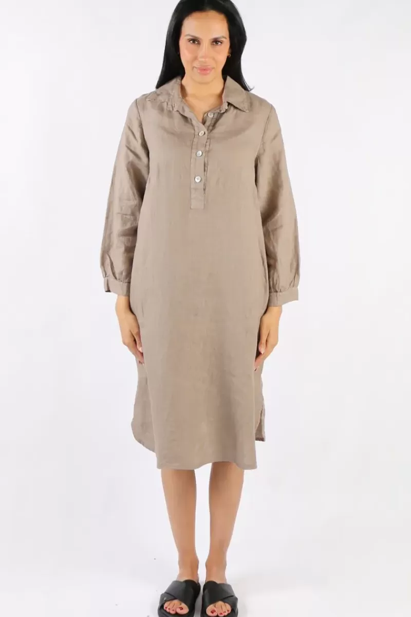 BLUEBERRY Maria Pia Shirt Dress In Fango