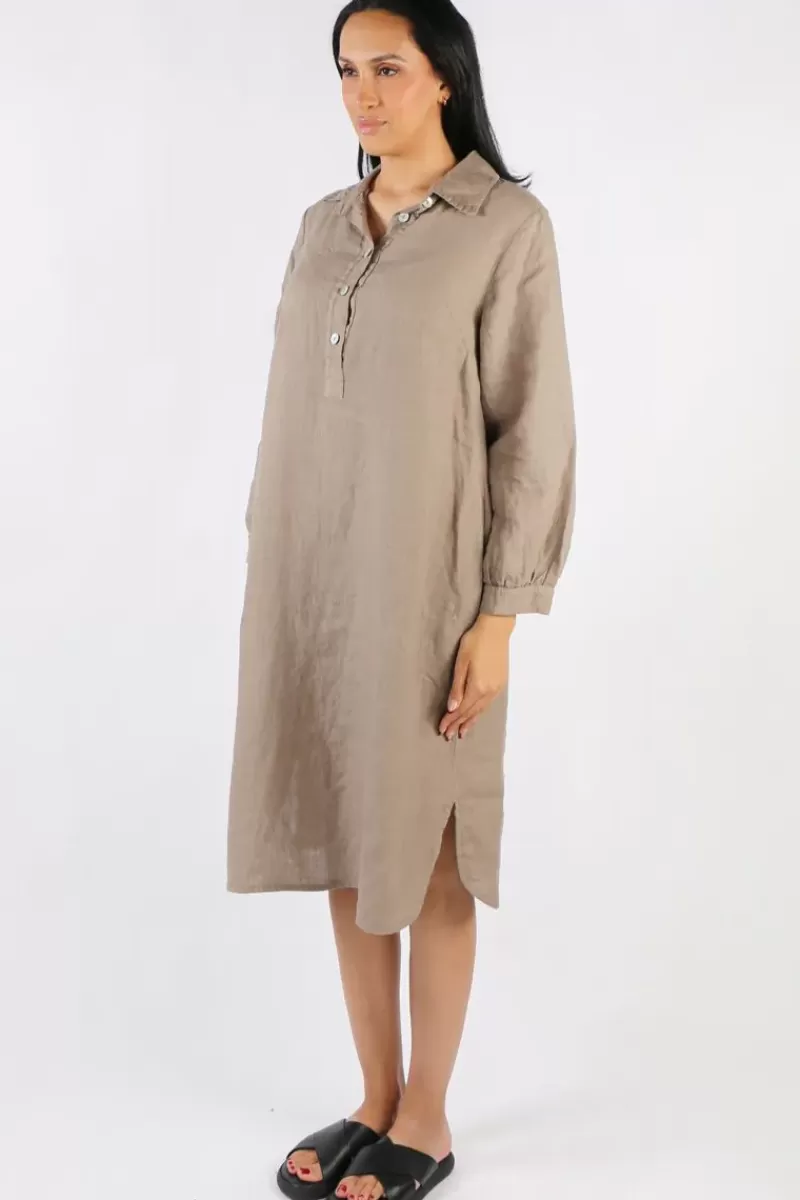 BLUEBERRY Maria Pia Shirt Dress In Fango